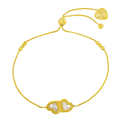 Bracelet Ajustable avec Billes et Coeurs en Argent Sterling - 10