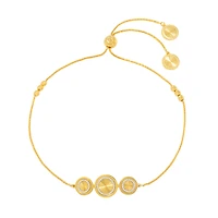 Adjustable Bracelet with Beads and Rounded Motifs in Sterling Silver - 10