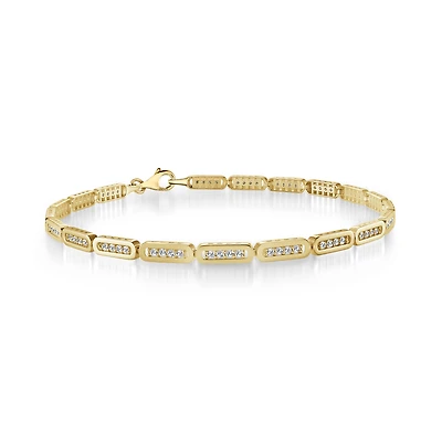 10k Gold Rigid Bracelet Set with Cubic Zirconia - 7.5