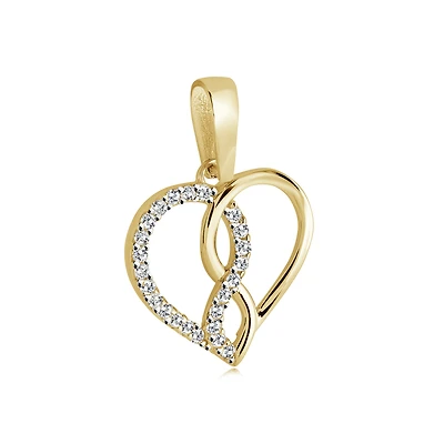 10k Gold Infinite Heart Pendant Set with Cubic Zirconia. Color: yellow | Doucet Latendresse