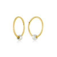 Boucles d'oreilles dormeuses avec perle - Or jaune 10K. Color: jaune | Doucet Latendresse