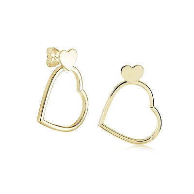 10K Gold Heart Earrings. Color: yellow | Doucet Latendresse