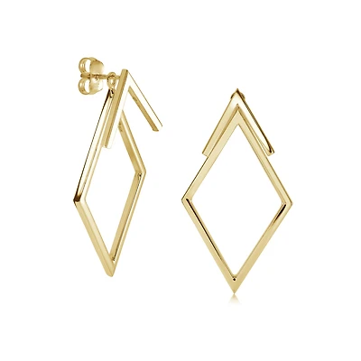 10K Gold Diamond-Shaped Earrings. Color: yellow | Doucet Latendresse