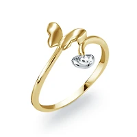 Bague Deux-Tons avec Papillon et Coeur en Or 10K. Color: 2 tons | Doucet Latendresse