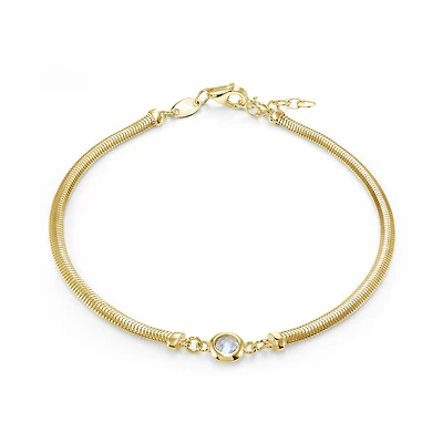 Bracelet à Maillons Serpentine en Or 10k avec un Zircon Cubique - 7.5