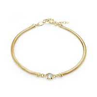 Bracelet à Maillons Serpentine en Or 10k avec un Zircon Cubique - 7.5