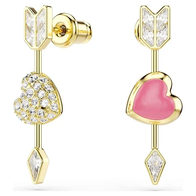 Gold-plated Heart with Arrow Earrings set with Swarovski Crystals. Color: yellow | Doucet Latendresse