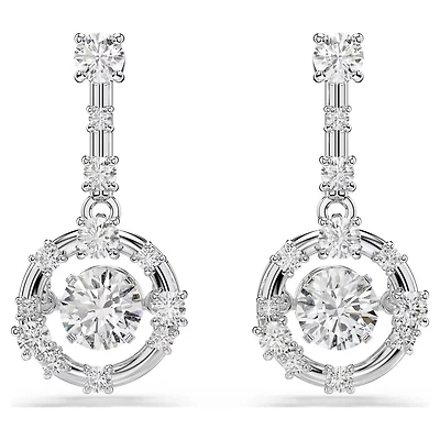 Constella Drop Earrings in Rhodium-Plated Metal Set with Cubic Zirconia. Color: white | Doucet Latendresse