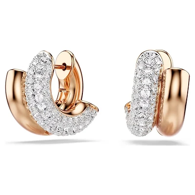 Dextera Round Rose Gold Plated Earrings Set with Round Swarovski Crystals. Color: pink | Doucet Latendresse