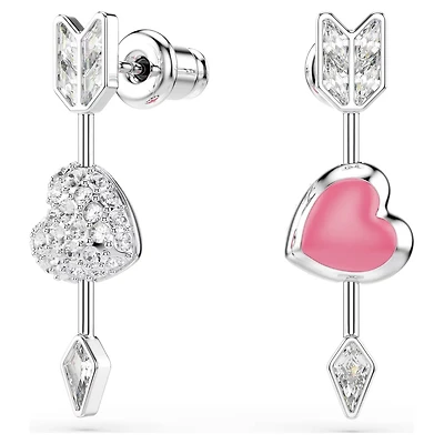 Boucles d’Oreilles Coeur avec Flèche Plaqué Rhodium serties de Cristaux Swarovski. Color: blanc | Doucet Latendresse