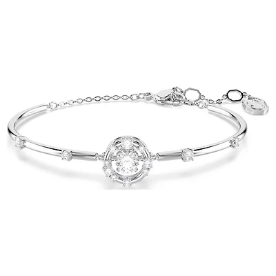 Constella Bangle Bracelet in Rhodium-Plated Metal with Cubic Zirconia - 6.25