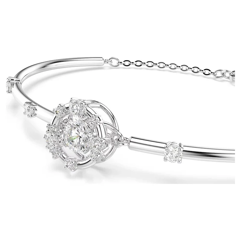 Constella Bangle Bracelet in Rhodium-Plated Metal with Cubic Zirconia - 6.25