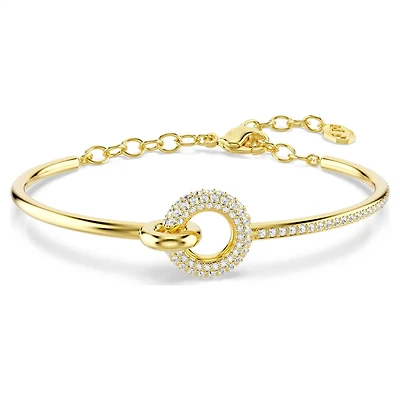 Dextera Yellow Gold Plated Bangle Bracelet Set with Swarovski Crystals - 7