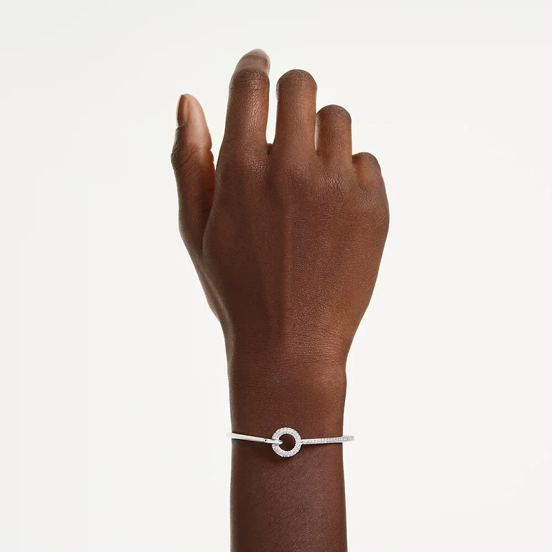 Bracelet-jonc Dextera Blanc Plaqué Rhodium Serti de Cristaux Swarovski - 7