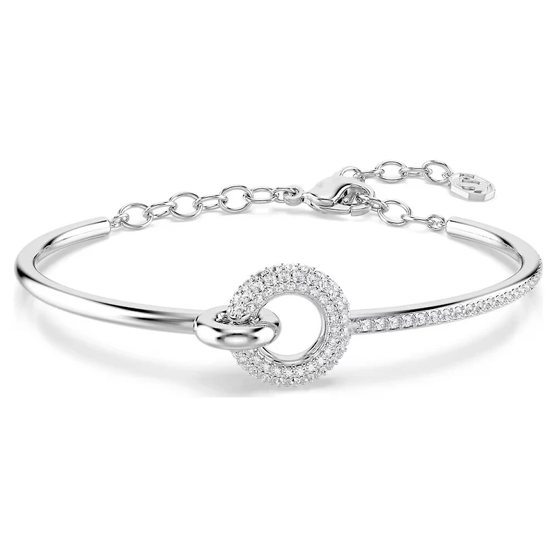 Bracelet-jonc Dextera Blanc Plaqué Rhodium Serti de Cristaux Swarovski - 7