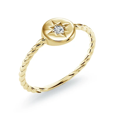 10k Gold Twisted Ring with Cubic Zirconia | Doucet Latendresse