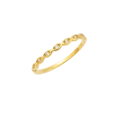 Bague en Or 10K avec Ovales Sertie de Zircons Cubiques. Color: jaune | Doucet Latendresse