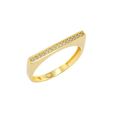 Bague en Or 10K Sertie d'une rangée de Zircons Cubiques. Color: jaune | Doucet Latendresse