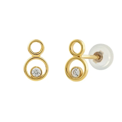 Fixed Earrings with 10K Gold Circles Set with Cubic Zirconia. Color: yellow | Doucet Latendresse