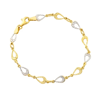 Bracelet en Or 10K à Maillon en Forme de Goutte - 7