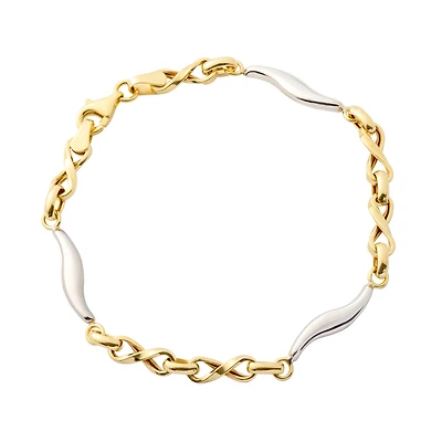 Bracelet à Maillons en Forme d'Infini et de Vague en Or 10K - 7