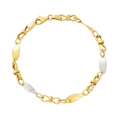 Bracelet à Maillons en Forme Ovale et Infini en Or 10K Poli - 7