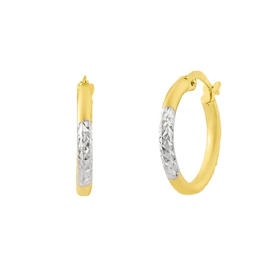 Two-Tone 10K Gold Hoop Earrings - 12mm. Color: yellow | Doucet Latendresse