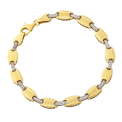 Bracelet à Maillons en Grain Deux-Tons en Or 10K Serti de Zircons Cubiques - 7