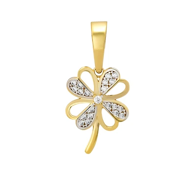 10K Gold Flower Pendant Set with Cubic Zirconia. Color: yellow | Doucet Latendresse