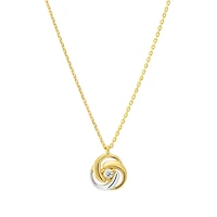Two-Tone 10K Gold Pendant Set with a Cubic Zirconia and Chain - 16