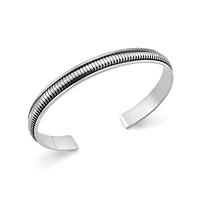 Bracelet Rigide à Rayures Ajustable en Argent Sterling. Color: argent | Doucet Latendresse