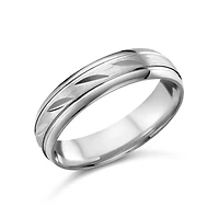 Jonc en Argent Sterling à Centre Satiné et Accents Polis. Color: argent | Doucet Latendresse