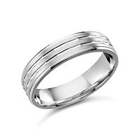 Jonc en Argent Sterling à Finition Satinée et Design Rainuré. Color: argent | Doucet Latendresse