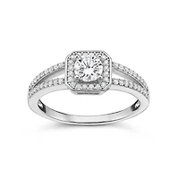 Bague en Argent Sterling Rhodié avec Moissanite - 50Pts. Color: blanc | Doucet Latendresse