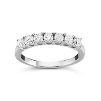 Rhodium Plated Sterling Silver Band with Moissanite