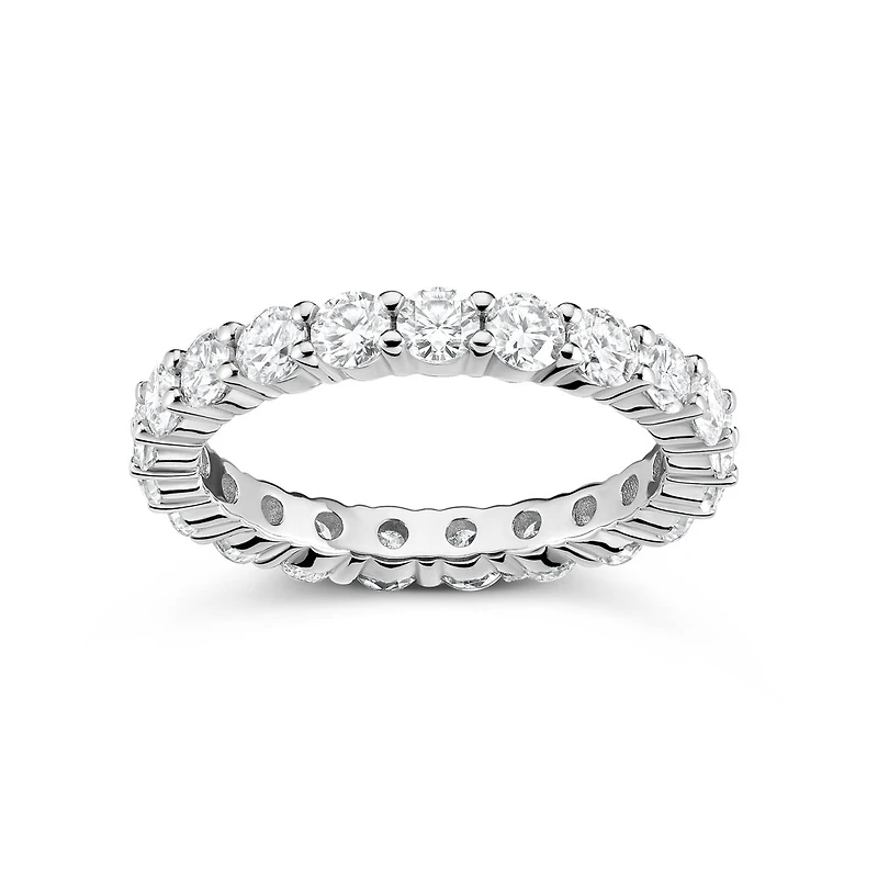 Jonc en Argent Sterling Rhodié avec Moissanite