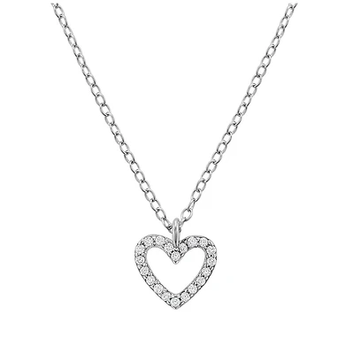 Collier Coeur en Argent Sterling avec Zircons Cubiques. Color: blanc | Doucet Latendresse