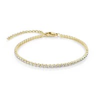 Stainless Steel Ankle Chain with 2mm Cubic Zirconia Stones - 9+1