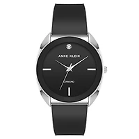 Montre Anne Klein AK-4041BKSV avec Diamant à 12h - 34mm | Doucet Latendresse