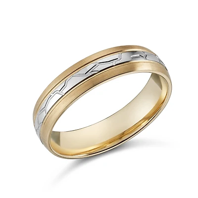 Bague Deux-Tons en Or 10K avec Motif au Centre. Color: 2 tons | Doucet Latendresse