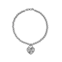 Sterling Silver Heart Pendant Bead Bracelet - 7.5