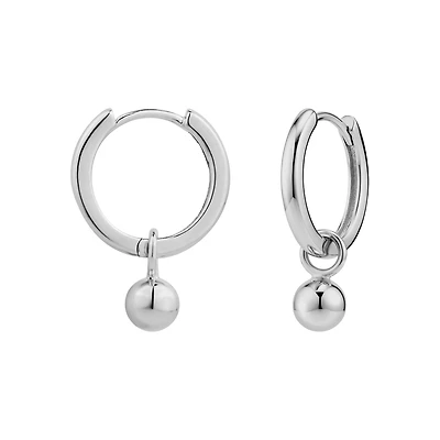 Sterling Silver Drop Earrings with Beads. Color: silver | Doucet Latendresse