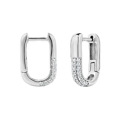 Boucles d'Oreilles Dormeuses en Argent Sterling .925 avec Zircons Cubiques. Color: argent | Doucet Latendresse