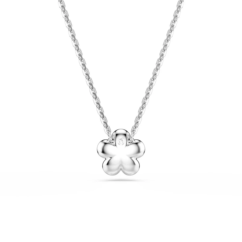 Collier Angelic avec Pendentif Fleur Serti d'une Perle et Cristaux Swarovski - 38cm. Color: blanc | Doucet Latendresse