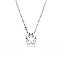 Collier Angelic avec Pendentif Fleur Serti d'une Perle et Cristaux Swarovski - 38cm. Color: blanc | Doucet Latendresse