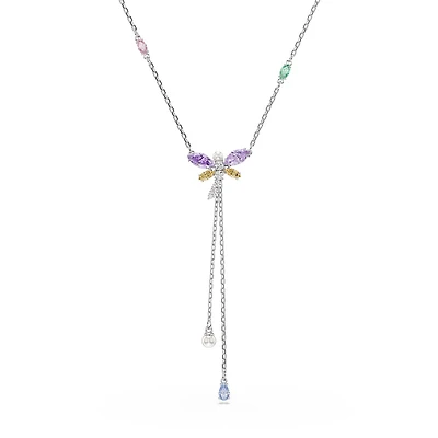 Ariana Grande Dragonfly Necklace Set with Pearls and Multicolored Swarovski Crystals - 44cm. Color: white | Doucet Latendresse