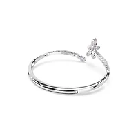 Bracelet Rigide Ouvert avec Libellule avec Cristaux Swarovski - 16.7cm. Color: blanc | Doucet Latendresse
