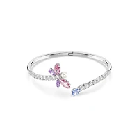 Bracelet Rigide Ouvert avec Libellule avec Cristaux Swarovski - 16.7cm. Color: blanc | Doucet Latendresse