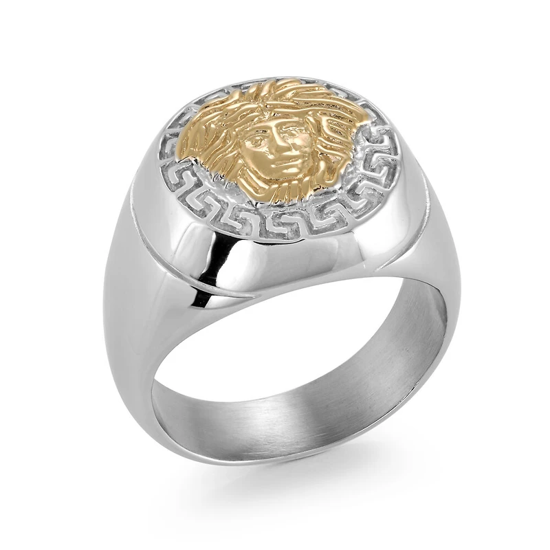 Jonc pour Homme, Design Medusa  jaune sur Acier inoxydable Italien. Grandeurs 6,7,8,9,10,11,12,13. Color: argent | Doucet Latendresse