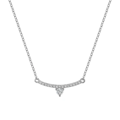 Chaine avec Pendentif en Argent Sterling Serti de Zircons Cubiques. Color: blanc | Doucet Latendresse